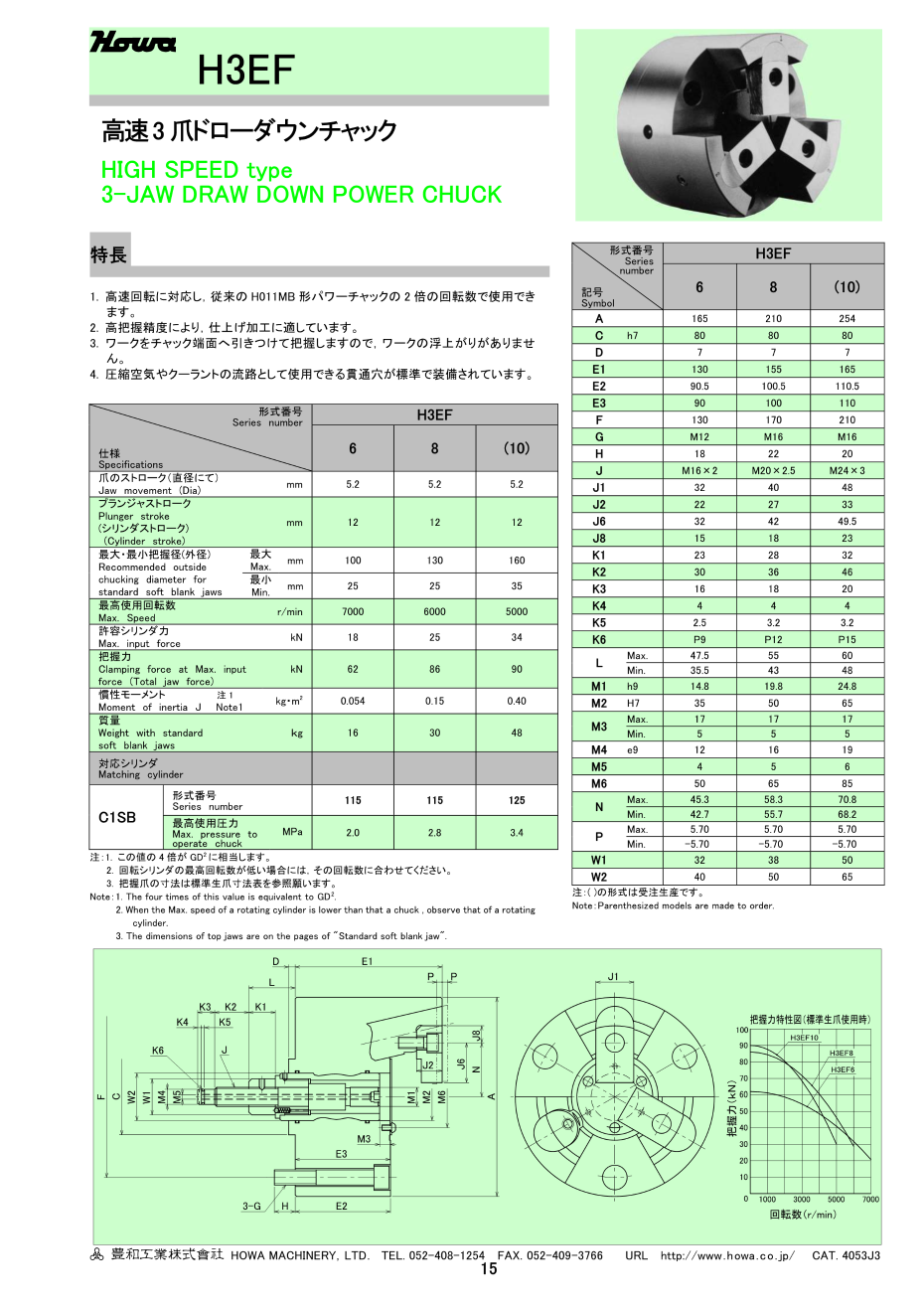 豐和高速三爪下拉卡盤