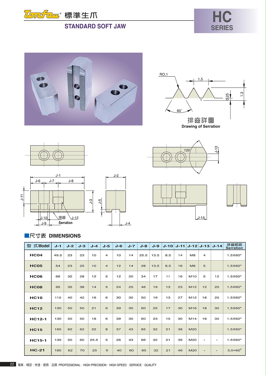通福標準生爪軟爪HC系列
